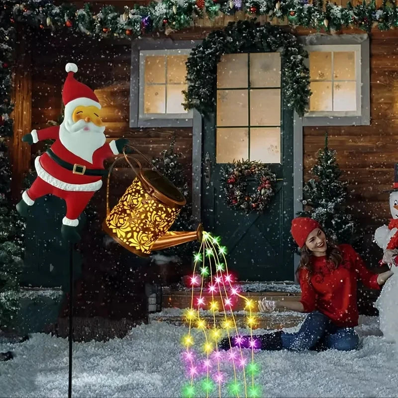 Santa’s Magical Watering Can Lights – Solar-Powered Christmas Decor