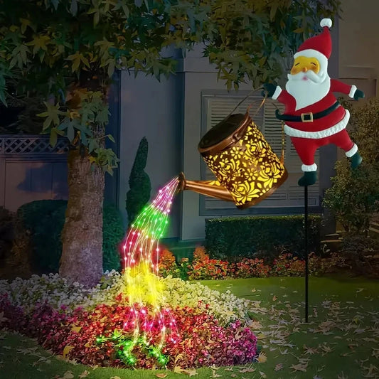 Santa’s Magical Watering Can Lights – Solar-Powered Christmas Decor