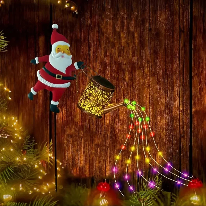 Santa’s Magical Watering Can Lights – Solar-Powered Christmas Decor